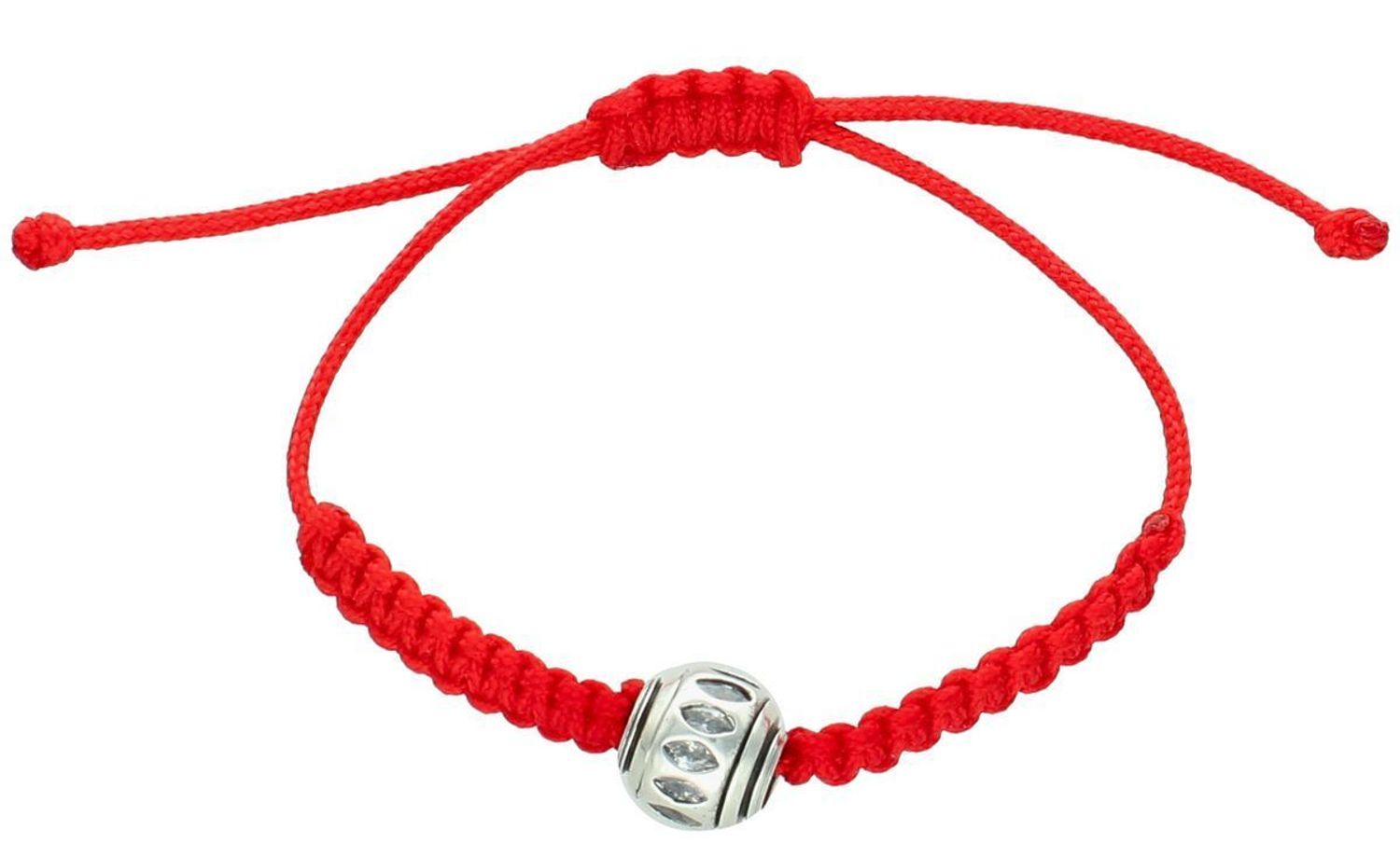 Bransoletka damska na czerwonym sznurku z kuleczka w cyrkonie próba 925, W 290 Symboliczna, subtelna i efektowna – bransoletka damska na czerwonym sznurku z kuleczką w cyrkonii, model W 290 1.jpg